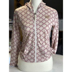 Bebe Hoodie Girl Size M Cream Logo Print Polyester Blend Long Sleeve Full Zipper